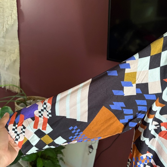 NWT Maloka Oversized Multicolor Abstract Graphic Print Blouse Funky Artsy Tunic - Picture 4 of 9